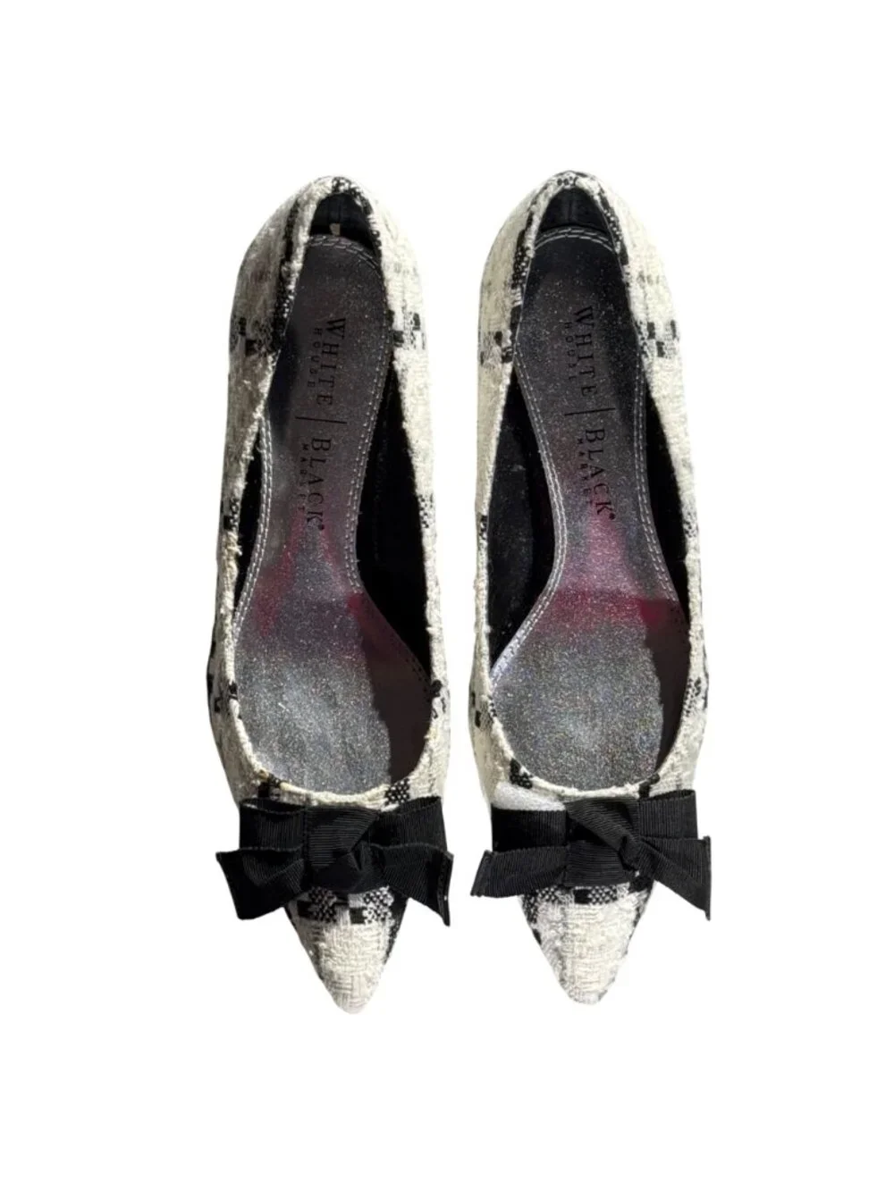 White House Black Market Sawyer Tweed Heels With Bow Accent Size 8 1/2M - Picture 11 of 11